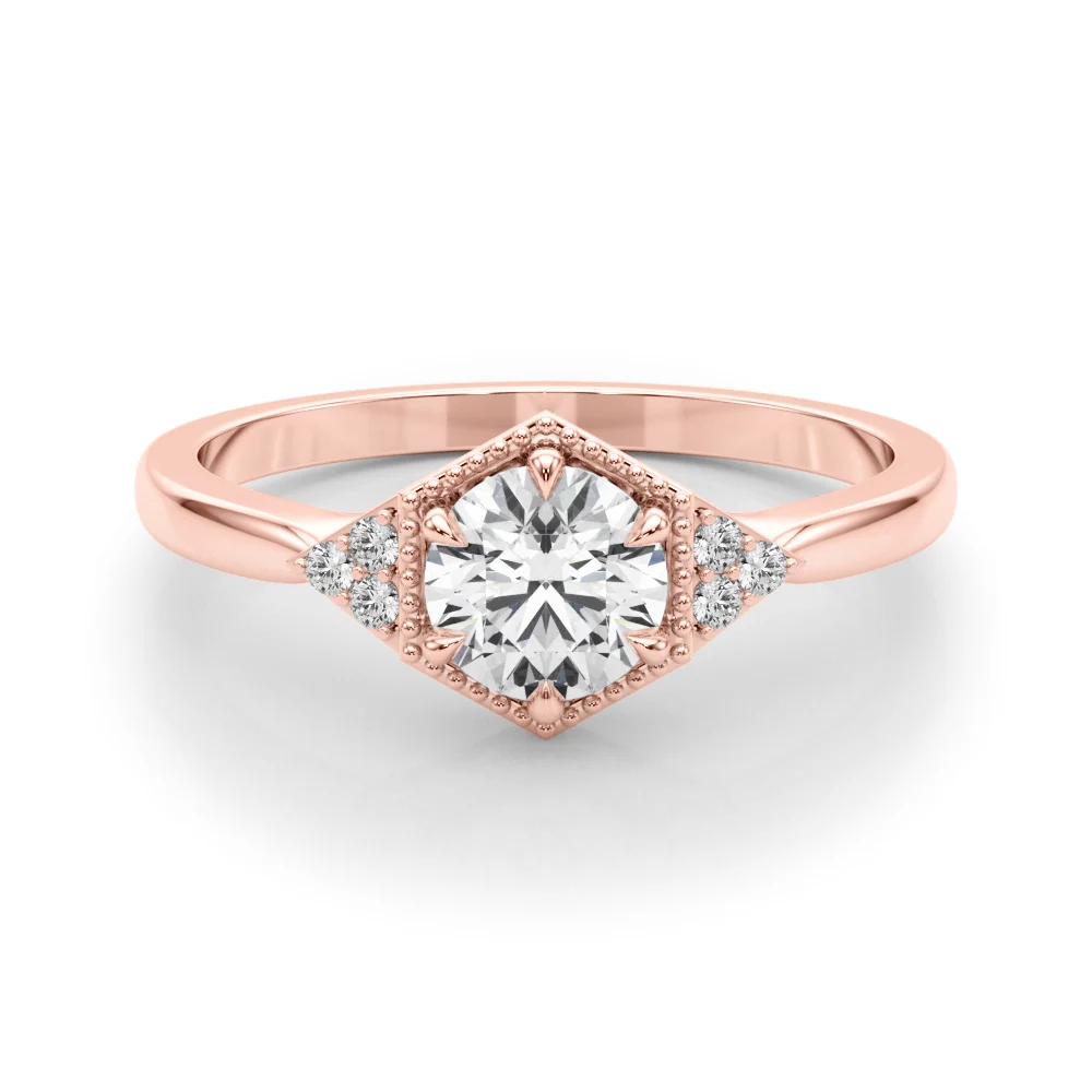 Round Hexagonal Shaped Engagement Ring - Image 13