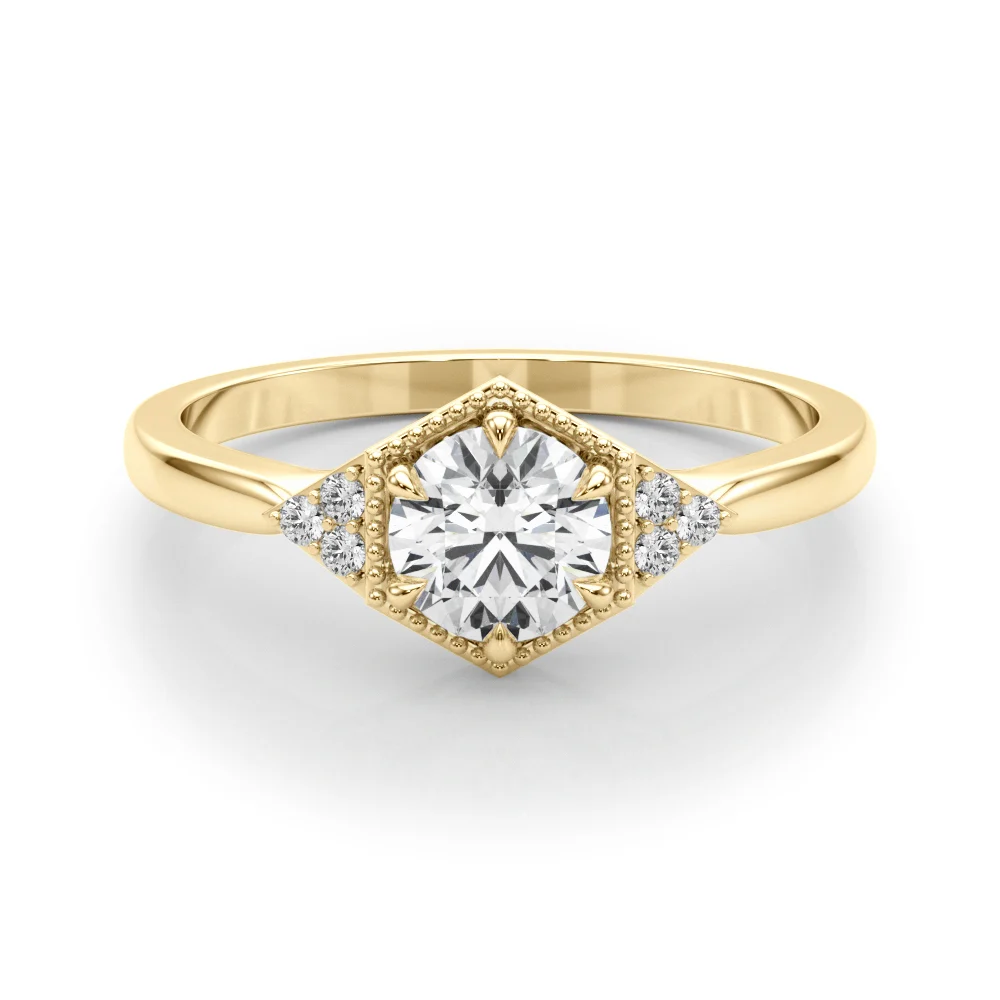 Round Hexagonal Shaped Engagement Ring - Image 8