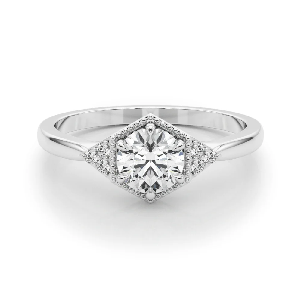 Round Hexagonal Shaped Engagement Ring - Image 3