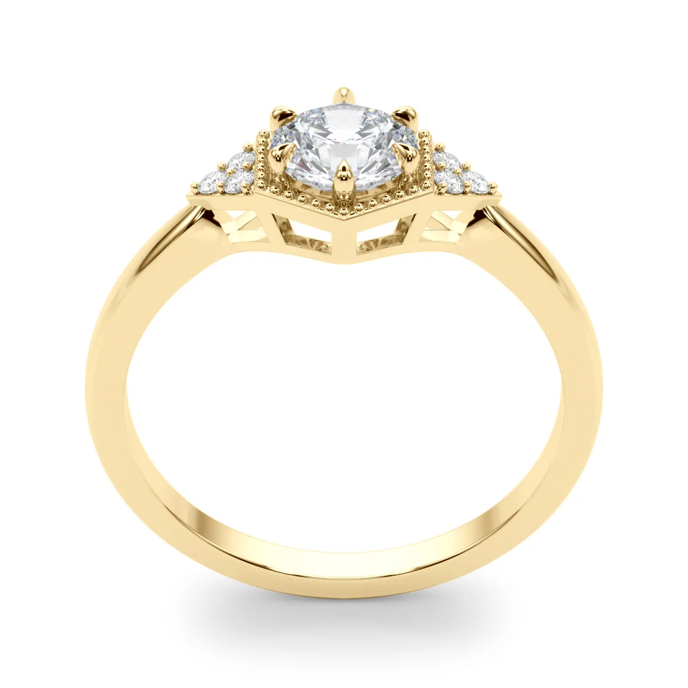 Round Hexagonal Shaped Engagement Ring - Image 10